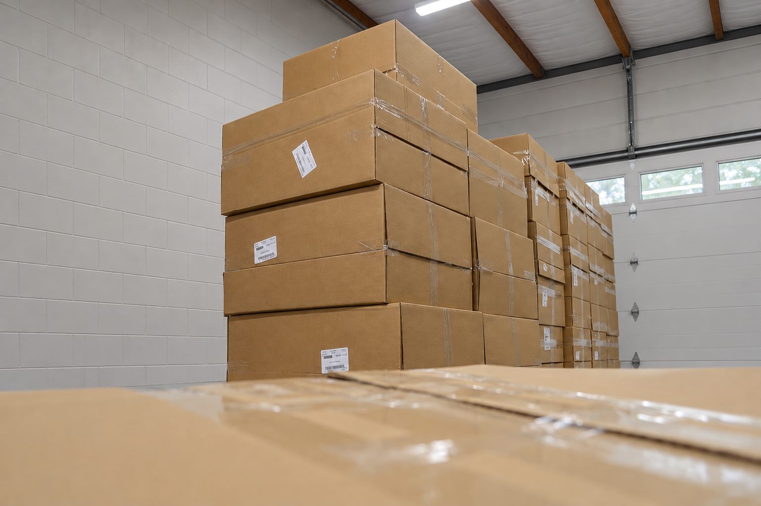 Boxed orders staged in the warehouse