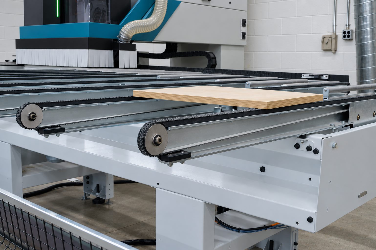 Panel on the conveyor of the CNC machining center